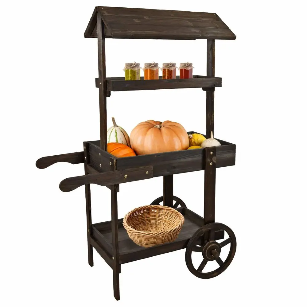Country Market Flower Cart Display Stand with Wheels 2 Shelves Fir Wood 30 lb Weight Capacity Charred Fir
Country Market Flower Cart Display Stand with Wheels 2 Shelves Fir Wood 30 lb Weight Capacity Charred Fir