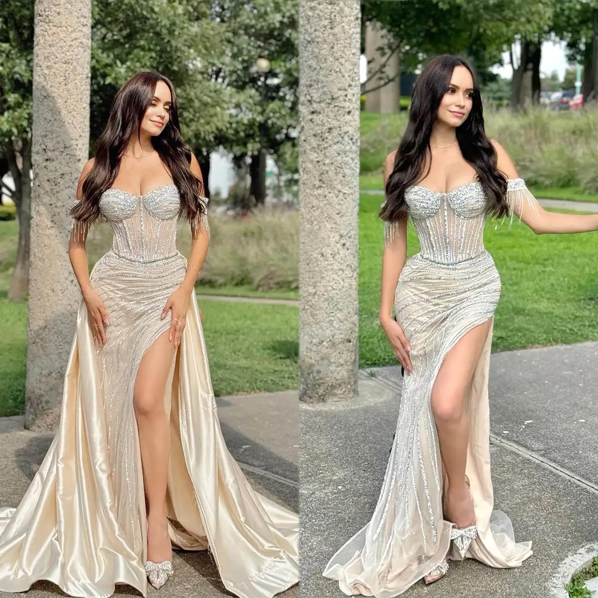 Illusion Mermaid Prom Dresses Sparkly Sequined Off Shoulder Evening Gowns Formal Party Second Birthday Engagement Customized
Illusion Mermaid Prom Dresses Sparkly Sequined Off Shoulder Evening Gowns Formal Party Second Birthday Engagement Customized