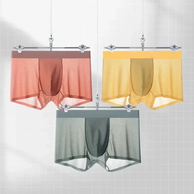 Летнее дышащее бактерицидное ледяное шелковое Мужское нижнее белье бесшовные ультратонкие боксеры прозрачные боксеры 
Летнее дышащее бактерицидное ледяное шелковое Мужское нижнее белье бесшовные ультратонкие боксеры прозрачные боксеры