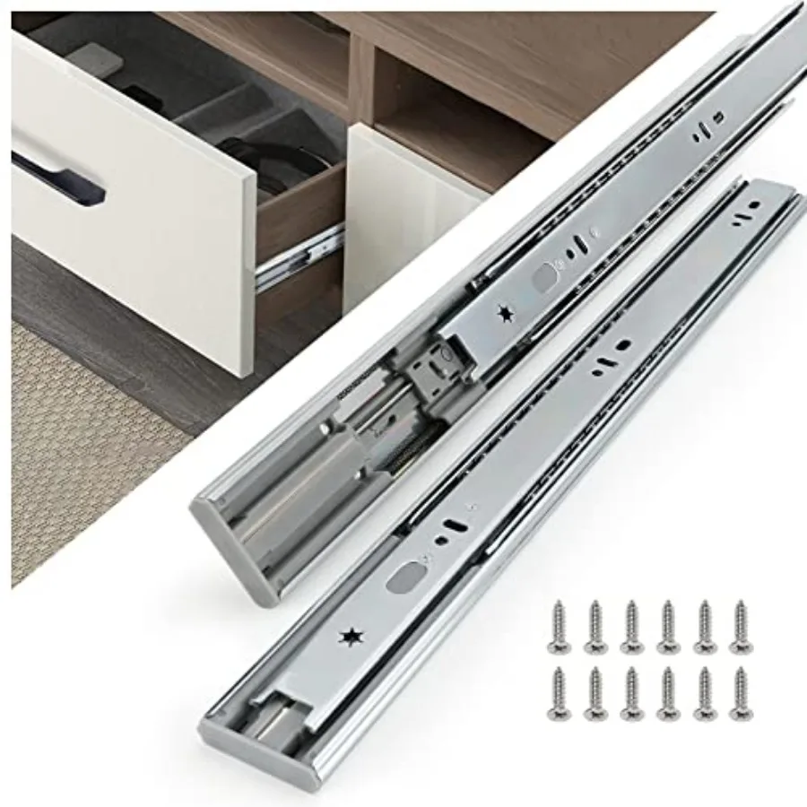 Pair Soft Close Drawer Slides 4 Pieces Heavy Duty Side Mount Ball Bearing 3-Section Full Extension 0LB Capacity for Cabinets
Pair Soft Close Drawer Slides 4 Pieces Heavy Duty Side Mount Ball Bearing 3-Section Full Extension 0LB Capacity for Cabinets