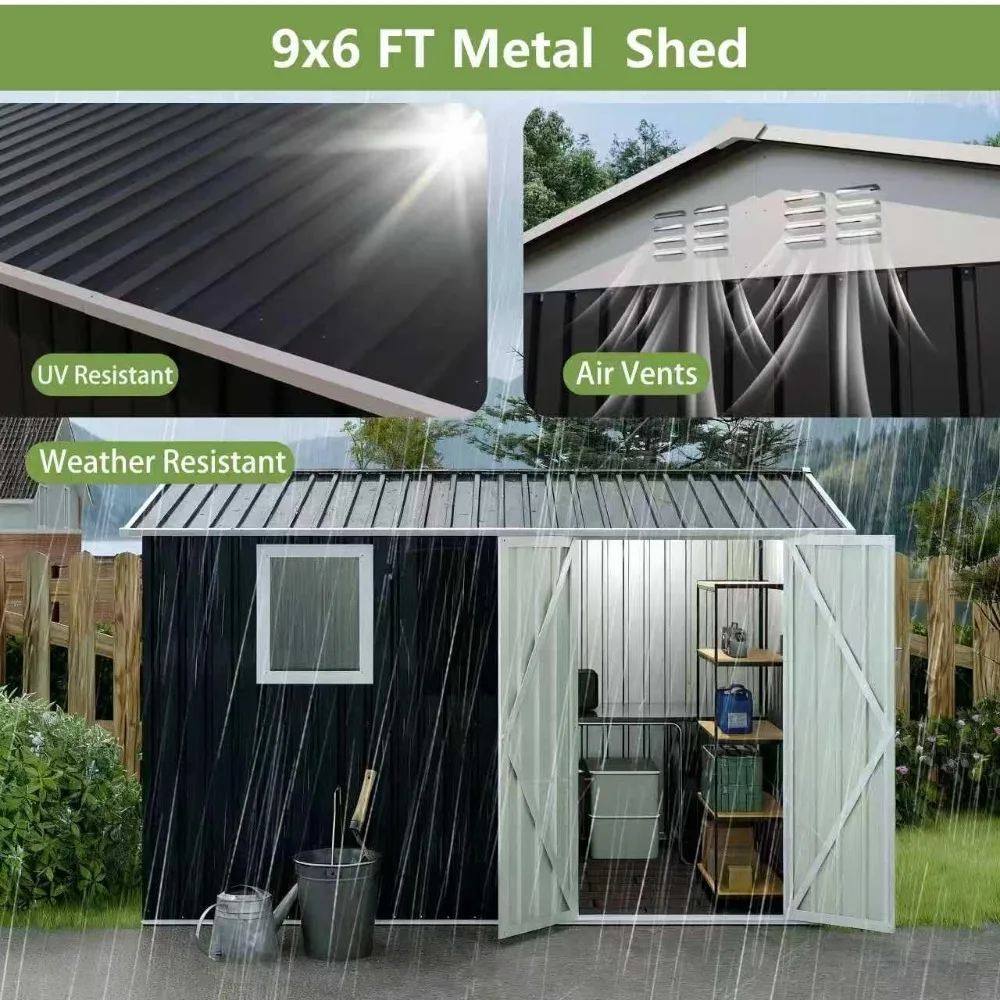 9 * 6 FT Metal Garden Storage Sheds for Patio Backyard Tools House Storage Shed with One Window (9.5 X6.7 FT), Customized
9 * 6 FT Metal Garden Storage Sheds for Patio Backyard Tools House Storage Shed with One Window (9.5 X6.7 FT), Customized