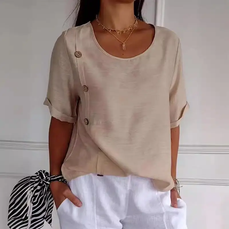 Casual Cotton Linen Style Shirt Single Row Button Top Independent Station Best Selling New Product Women's T-shirt Summer
Casual Cotton Linen Style Shirt Single Row Button Top Independent Station Best Selling New Product Women's T-shirt Summer