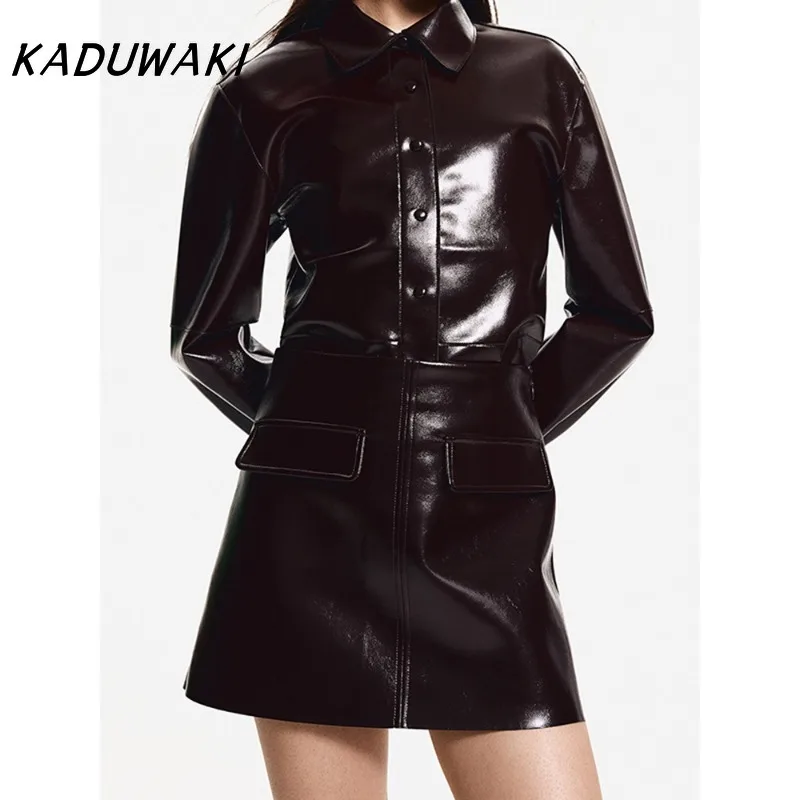 KADUWAKI Elegant Leather Mini Skirt Sets Women Y2K Long Sleeve Bike Jacket Hip Package Short Skirt Set Female Motorcycle Outfits
KADUWAKI Elegant Leather Mini Skirt Sets Women Y2K Long Sleeve Bike Jacket Hip Package Short Skirt Set Female Motorcycle Outfits