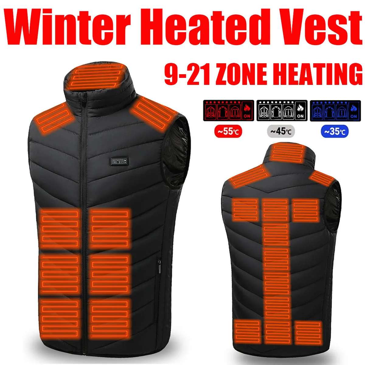 Heated Vest,USB Intelligent Dual Control Switch 9-11-15-21 Zone Heated Vest,Heated Hunting Vest,Winter Men's Women's Warm Vest
Heated Vest,USB Intelligent Dual Control Switch 9-11-15-21 Zone Heated Vest,Heated Hunting Vest,Winter Men's Women's Warm Vest