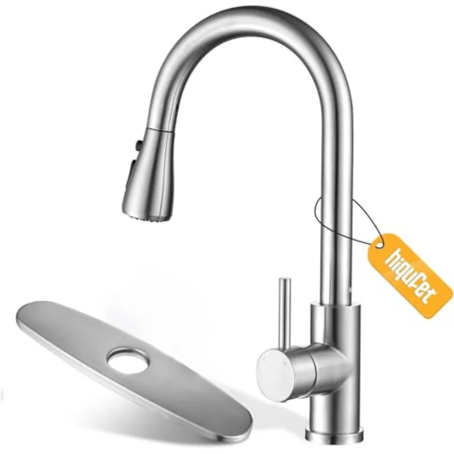 Kitchen Sink Faucet with Pull Down Sprayer and Deck Plate Brushed Nickel High Arc Faucet in Stainless Steel for Modern RV Bar S
Kitchen Sink Faucet with Pull Down Sprayer and Deck Plate Brushed Nickel High Arc Faucet in Stainless Steel for Modern RV Bar S