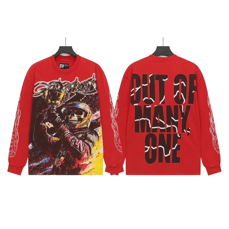 Waed Red Skull Letter Print T-irt Long Sve ex Couples American Sle Cotton round Ne Tee for All Seasons
Waed Red Skull Letter Print T-irt Long Sve ex Couples American Sle Cotton round Ne Tee for All Seasons