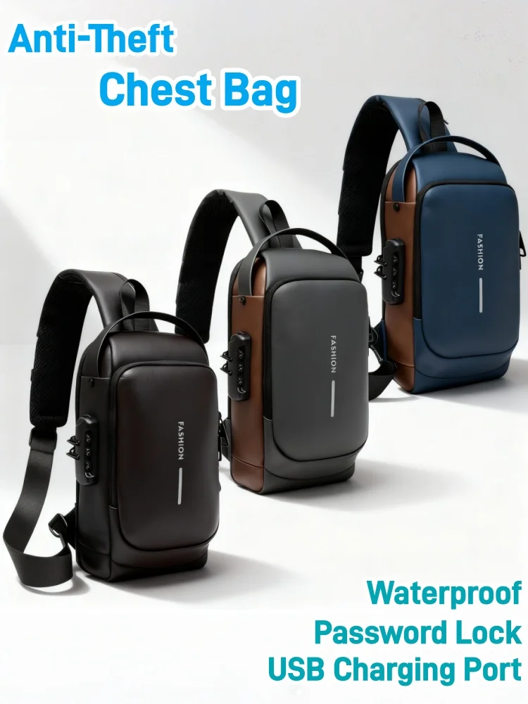 Men's Anti-Theft Chest Bag with Password Lock, Waterproof Crossbody Sling Bag with USB Charging Port for Travel Cycling Hiking
Men's Anti-Theft Chest Bag with Password Lock, Waterproof Crossbody Sling Bag with USB Charging Port for Travel Cycling Hiking