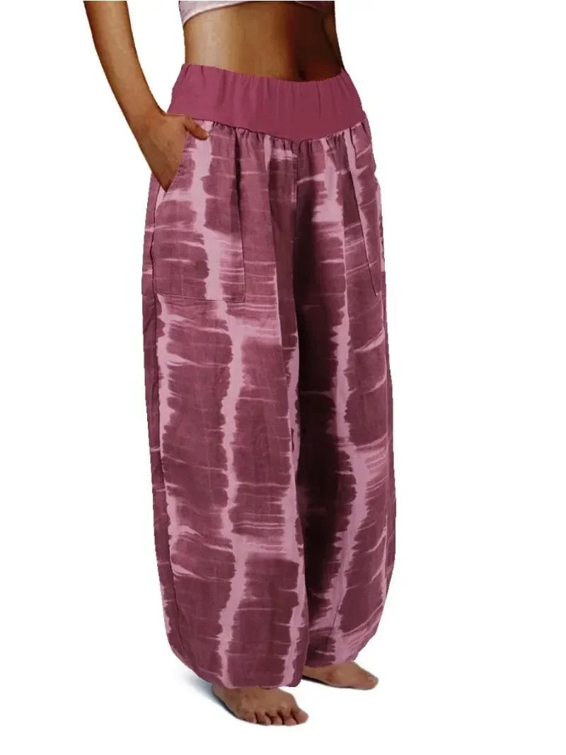 Summer Tie-Dye Print Fashion Loose Casual Wide Leg Pants Women's Pocket Elastic Waist Haren Pants
Summer Tie-Dye Print Fashion Loose Casual Wide Leg Pants Women's Pocket Elastic Waist Haren Pants