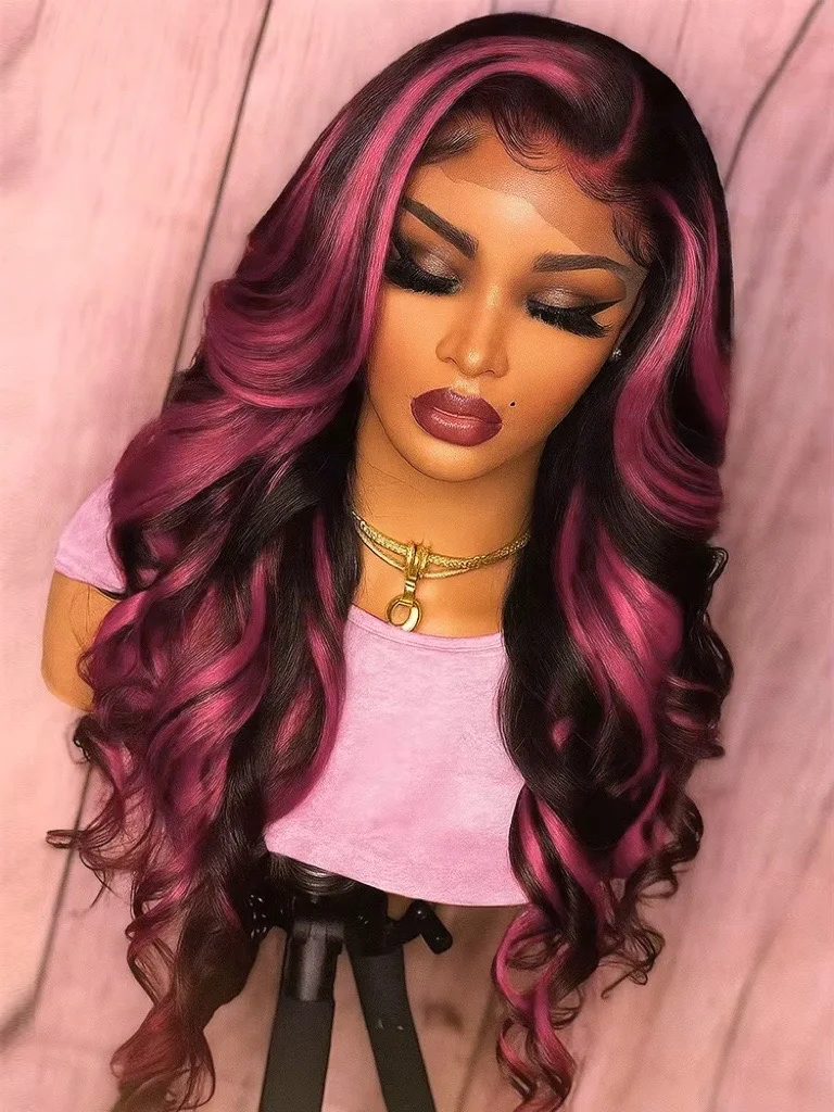 1B/Pink Omber 13x4 Lace Front Body Wave Wigs 13x6 Lace Frontal Human Hair Black With Pink Highlight Water Wave Wigs 30 32Inch
1B/Pink Omber 13x4 Lace Front Body Wave Wigs 13x6 Lace Frontal Human Hair Black With Pink Highlight Water Wave Wigs 30 32Inch