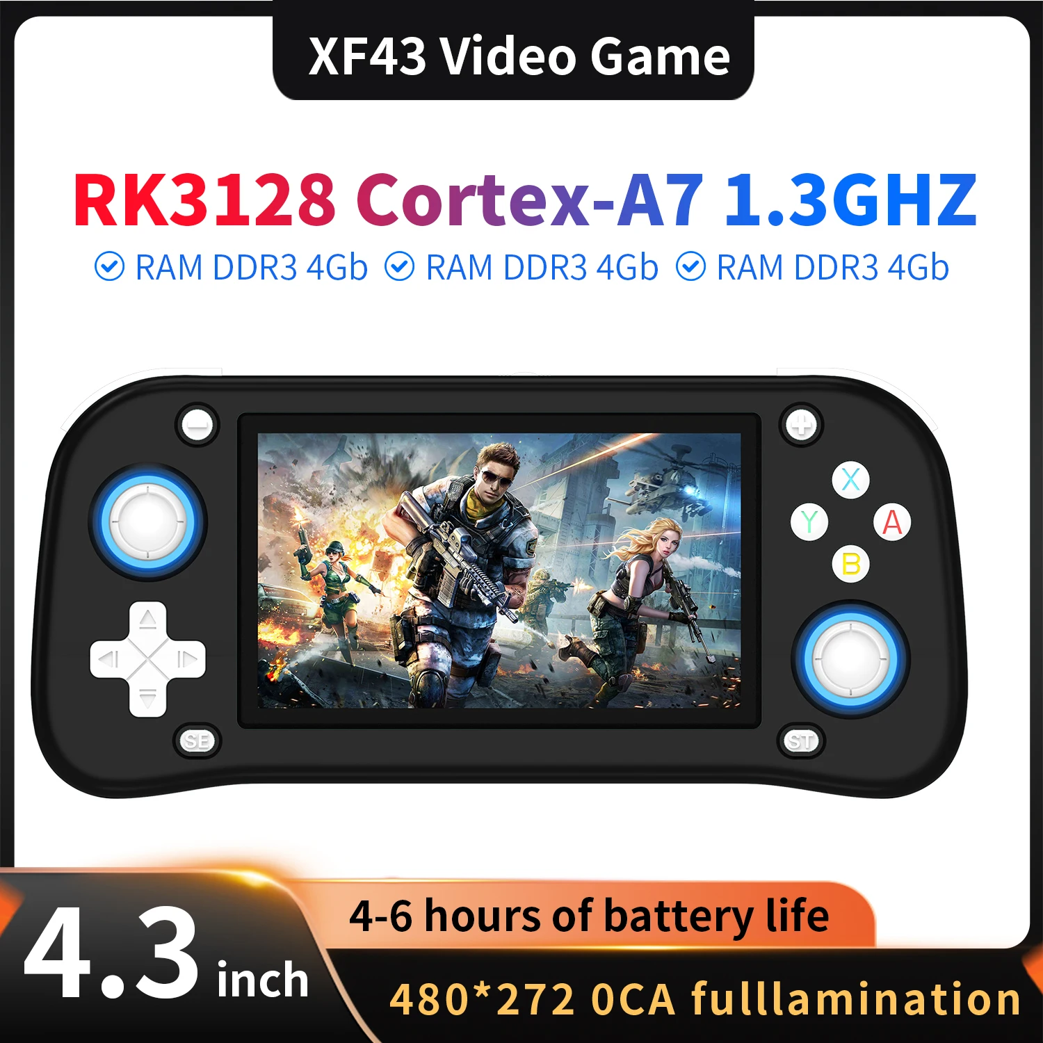XF43 Retro Handheld Game Console Open Source Linux System Gaming Video Players Console RK3128 Chip Portable Pocket Device
XF43 Retro Handheld Game Console Open Source Linux System Gaming Video Players Console RK3128 Chip Portable Pocket Device