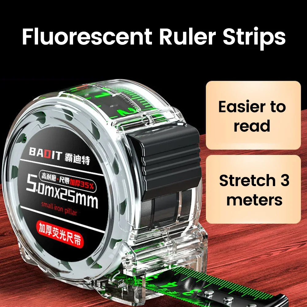 Self locking Steel Tape measure black Fluorescent tape High precision Thickened Wear-resistant Fall resistant Measuring Tape
Self locking Steel Tape measure black Fluorescent tape High precision Thickened Wear-resistant Fall resistant Measuring Tape
