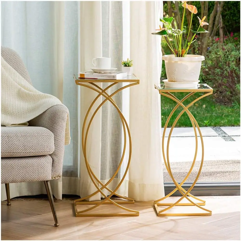 Nesting Side Tables, Set o 2 End Tables with Metal e & Tempered Glass Top, Coee Tables Decorative Accent Tables or Bedroom, Livi
Nesting Side Tables, Set o 2 End Tables with Metal e & Tempered Glass Top, Coee Tables Decorative Accent Tables or Bedroom, Livi