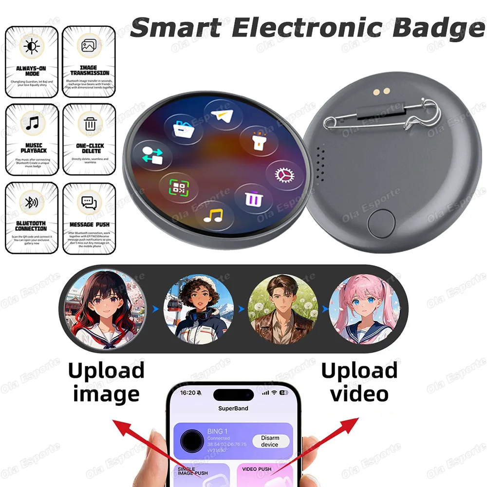 New Customizable Pattern LED Animation Smart Electronic Badge Digital Display Anime Badge Pendant Game Peripherals Birthday Gift
New Customizable Pattern LED Animation Smart Electronic Badge Digital Display Anime Badge Pendant Game Peripherals Birthday Gift