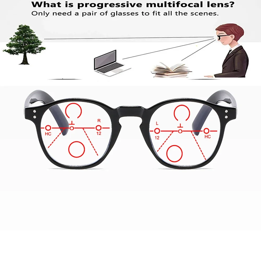 Black PC Full-rim Trendy Retro Round Oversized Comfortable Progressive Multifocal Reading Glasses +0.75 To +4
Black PC Full-rim Trendy Retro Round Oversized Comfortable Progressive Multifocal Reading Glasses +0.75 To +4