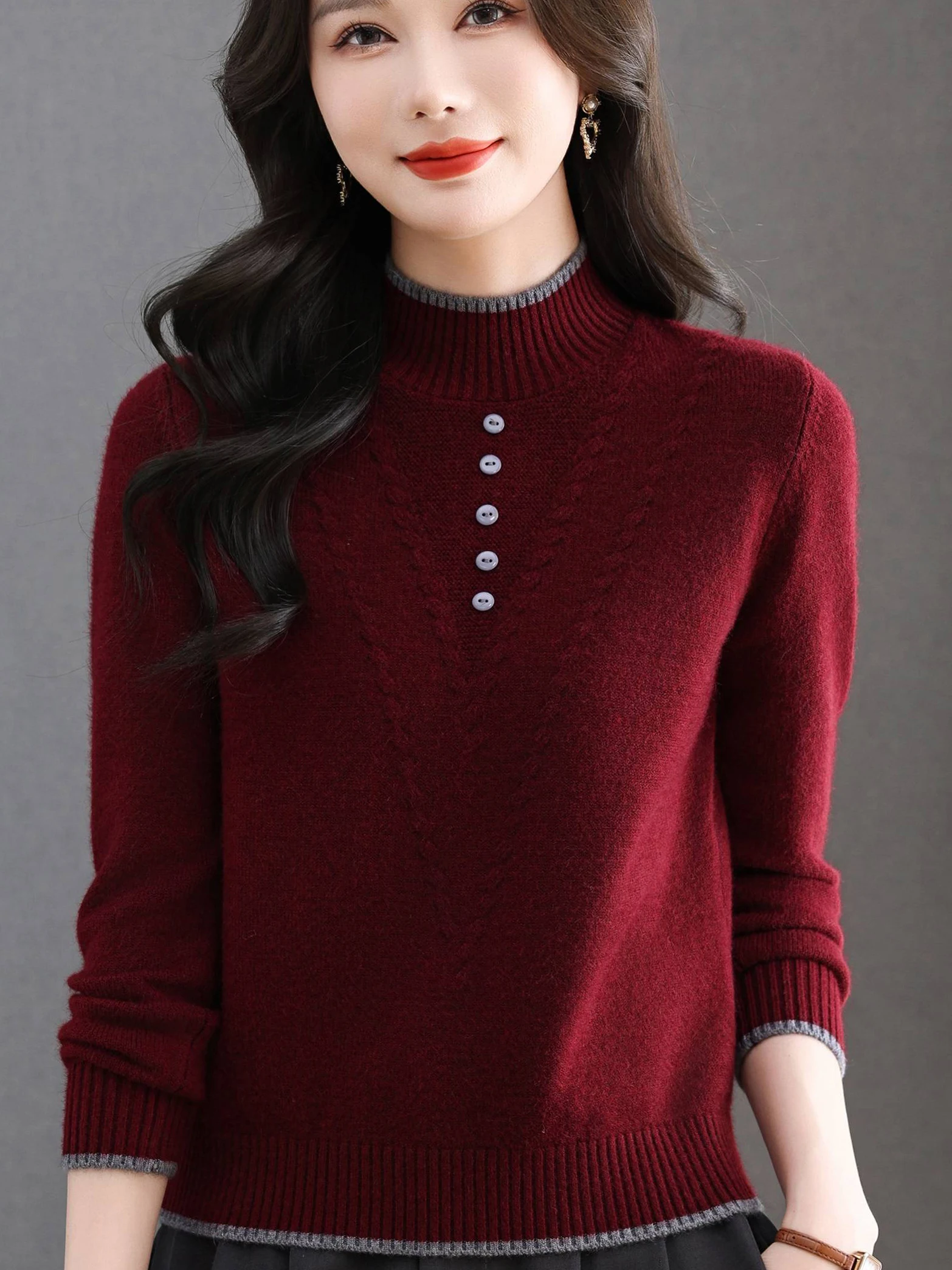 Faionable Knitted Loose Fit Base Layer irt with Button f High Collar Sweater for Mom Autumn Winter New Sle ly W...
Faionable Knitted Loose Fit Base Layer irt with Button f High Collar Sweater for Mom Autumn Winter New Sle ly W...