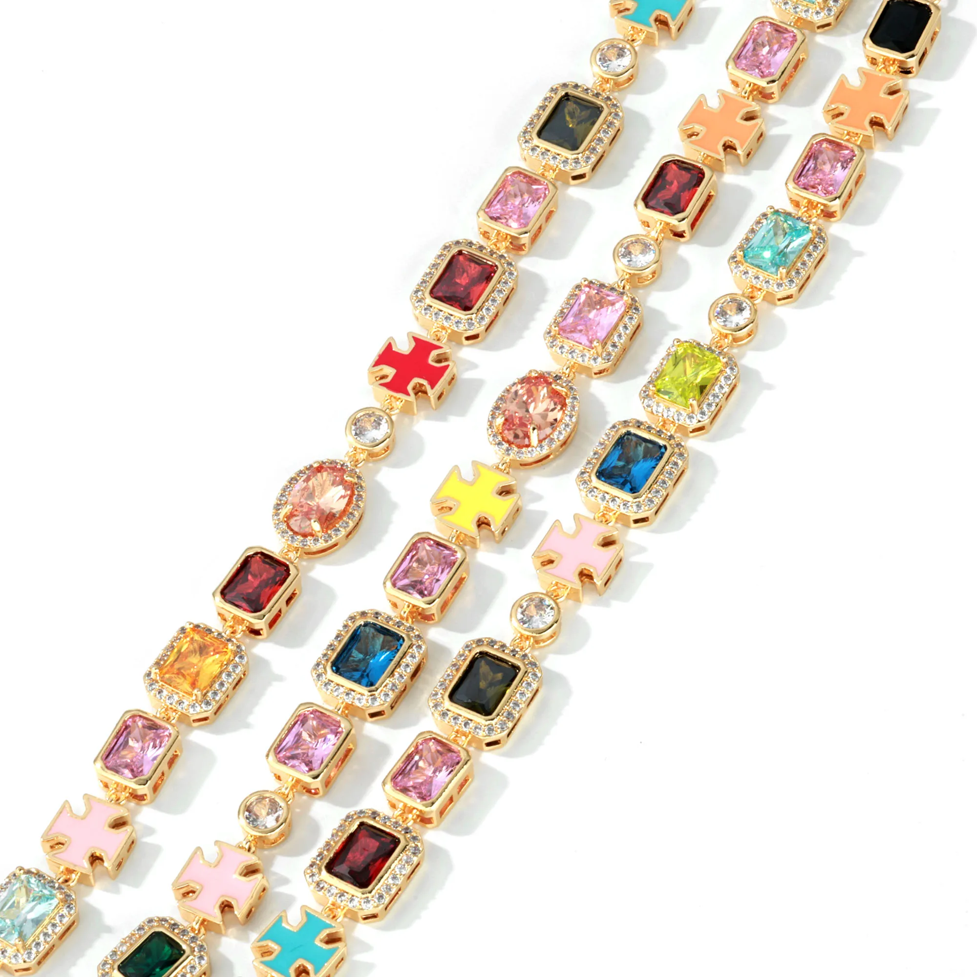 ESKEEM Gorgeous Enamel Necklace Mixed Gemstone Cross Tennis Design Exquisite Zircon Colorful Adjustable Necklace for Women Men
ESKEEM Gorgeous Enamel Necklace Mixed Gemstone Cross Tennis Design Exquisite Zircon Colorful Adjustable Necklace for Women Men