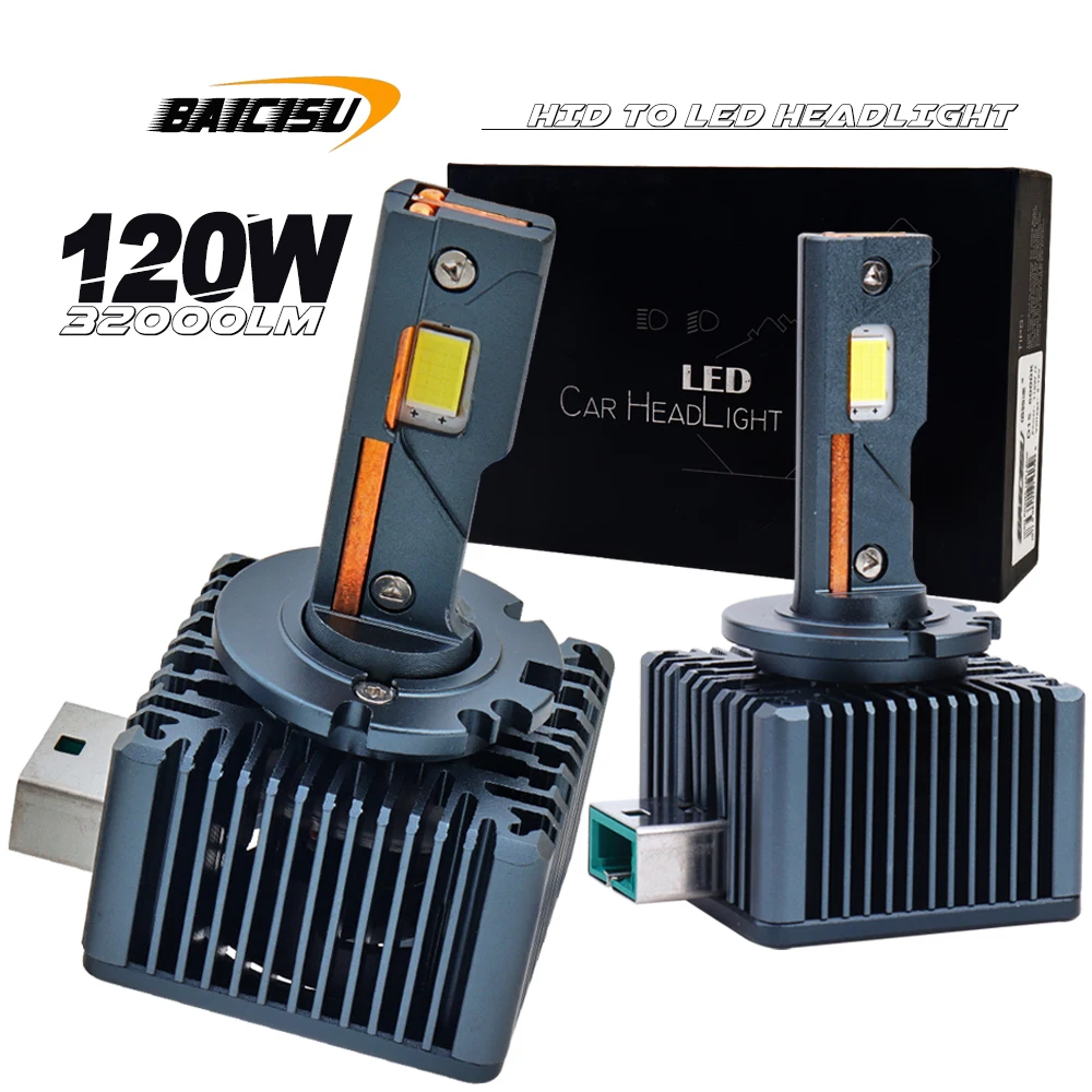 BAICISU D3S LED Car Headlights Bulbs D1S D2S D4S D5S D8S Turbo Lights 32000LM 6000K 120W Auto Lamp Plug&Play HID Conversion Kit
BAICISU D3S LED Car Headlights Bulbs D1S D2S D4S D5S D8S Turbo Lights 32000LM 6000K 120W Auto Lamp Plug&Play HID Conversion Kit