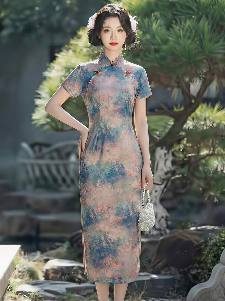 Sexy Women Chinese Dresses Print Vintage Cheongsams Qipao Female Sleeveless Mandarin Collar Party Dress
Sexy Women Chinese Dresses Print Vintage Cheongsams Qipao Female Sleeveless Mandarin Collar Party Dress