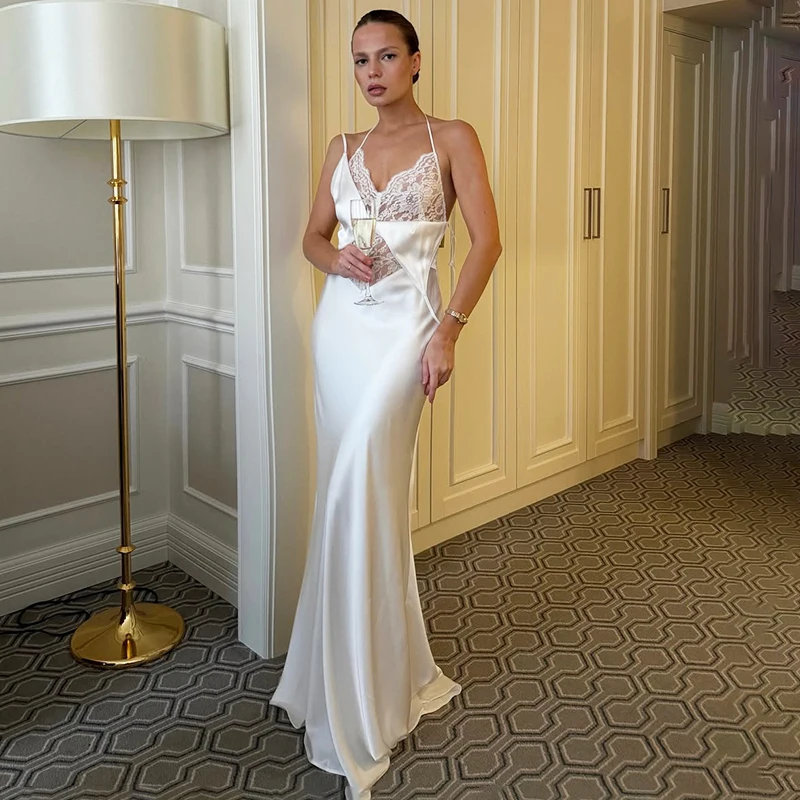 Typhaland Lace Sling Long Dress Women's Hollow Sexy Backless Dress Sea Vacation Evening Party Outfits Fashion Slim Office Lady
Typhaland Lace Sling Long Dress Women's Hollow Sexy Backless Dress Sea Vacation Evening Party Outfits Fashion Slim Office Lady