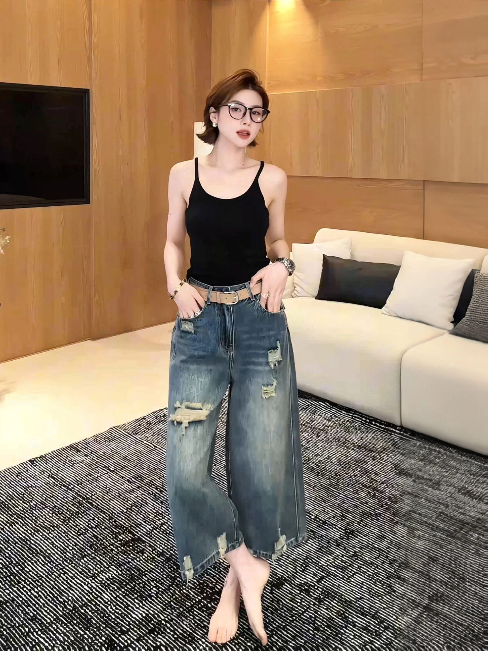 Monthly No Fish Hole Nine Pants Spring Summer New Minimalist Design Denim Jeans Natural Waist Straight Leg Casual Fit
Monthly No Fish Hole Nine Pants Spring Summer New Minimalist Design Denim Jeans Natural Waist Straight Leg Casual Fit