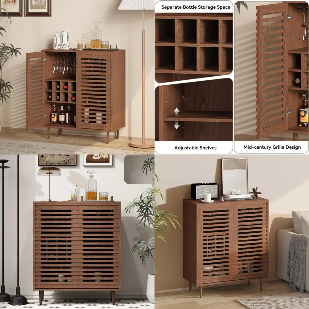 Современный барный шкаф середины века из орехового дерева с винными стойками для столовых и гостиных
Современный барный шкаф середины века из орехового дерева с винными стойками для столовых и гостиных