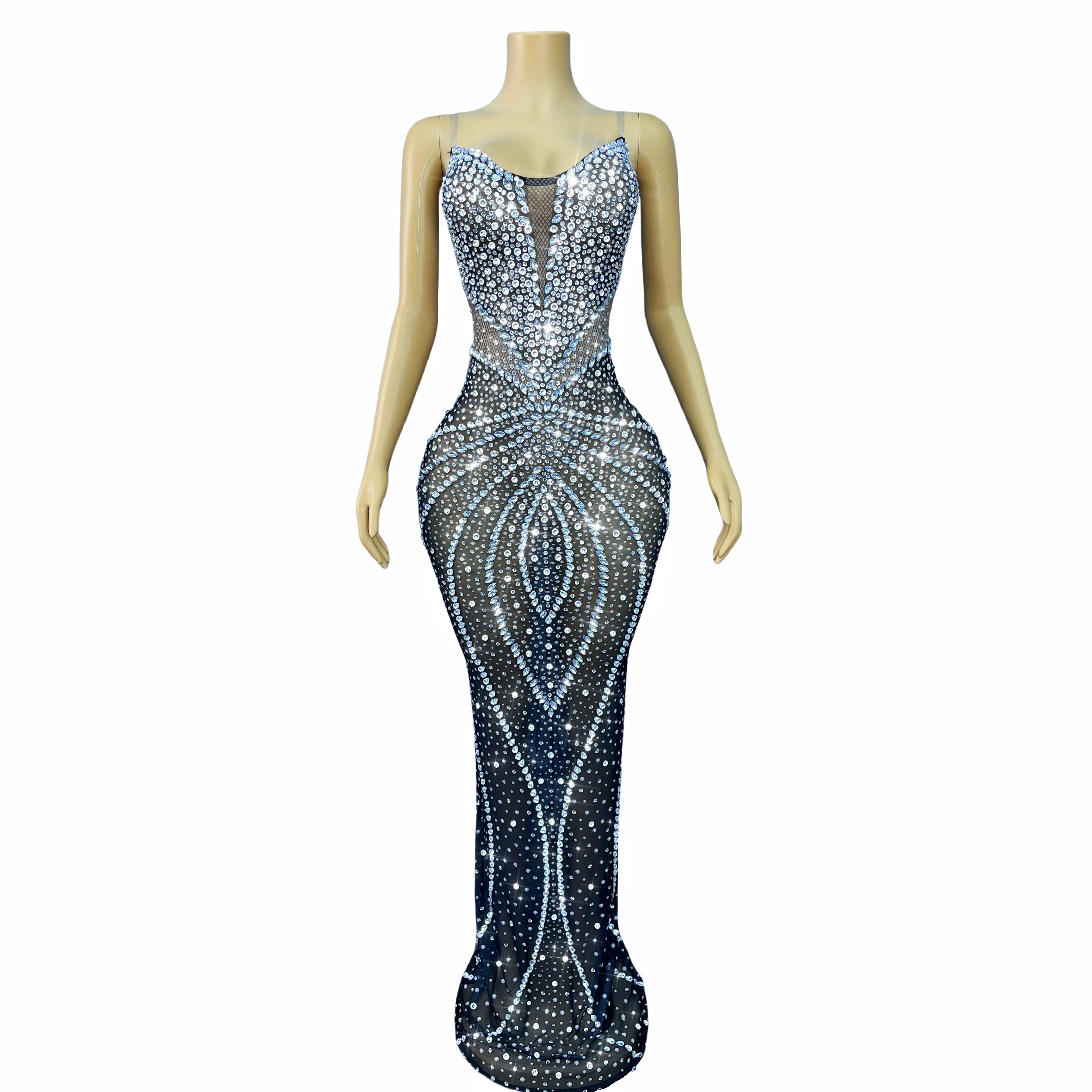 Red carpet Show Outfit Elegant Flashing Rhinestones Transparent Mesh off-the-shoulder Dress Evening Party Gown
Red carpet Show Outfit Elegant Flashing Rhinestones Transparent Mesh off-the-shoulder Dress Evening Party Gown