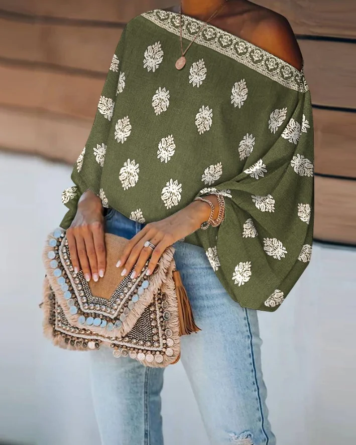 Women's Casual Vacation Loose Blouses Female Clothing Summer New Floral Print Off Shoulder Batwing Sleeve Top for Women
Women's Casual Vacation Loose Blouses Female Clothing Summer New Floral Print Off Shoulder Batwing Sleeve Top for Women