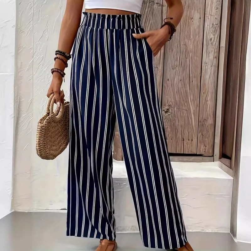 Spring Summer Women's Striped Wide Leg Pants Loose Casual Comfortable Trousers Fashion Elegant High Waist Straight Leg Pants
Spring Summer Women's Striped Wide Leg Pants Loose Casual Comfortable Trousers Fashion Elegant High Waist Straight Leg Pants