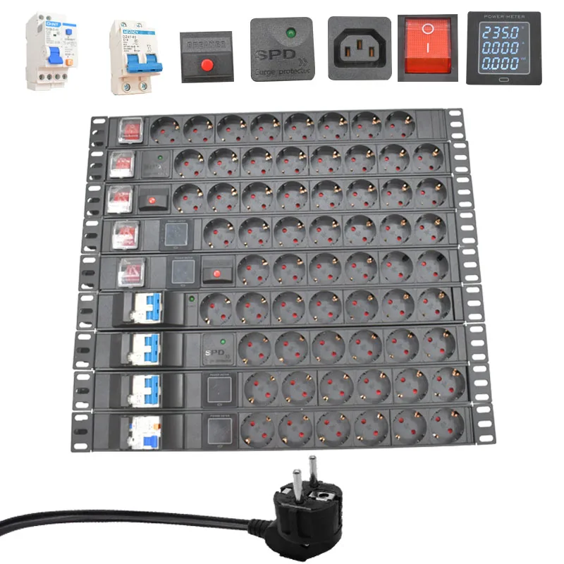 19 inches PDU SPD ammeter overload protection air switch Short circuit switch module power strip Power Link Output Box eu
19 inches PDU SPD ammeter overload protection air switch Short circuit switch module power strip Power Link Output Box eu