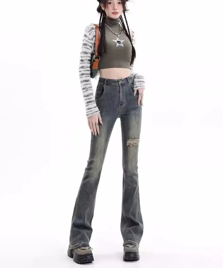 2023 worn-out jeans micro Bell-bottoms women's high waist new style elastic tight skinny retro fashion Leggings pants
2023 worn-out jeans micro Bell-bottoms women's high waist new style elastic tight skinny retro fashion Leggings pants