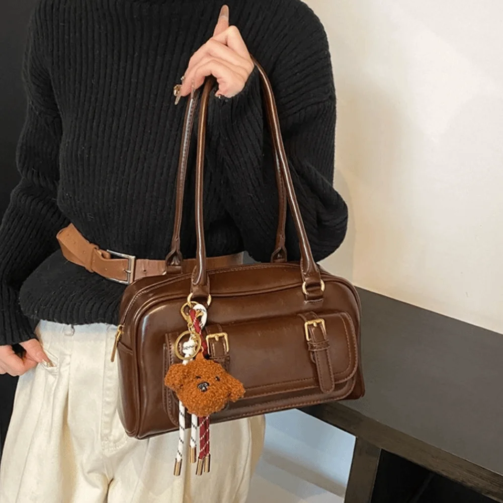Korean Style PU Bowling Bag Solid Color Minority Design Pocket Boston Tote Bag French Style Handbag Underarm Bag Travel
Korean Style PU Bowling Bag Solid Color Minority Design Pocket Boston Tote Bag French Style Handbag Underarm Bag Travel