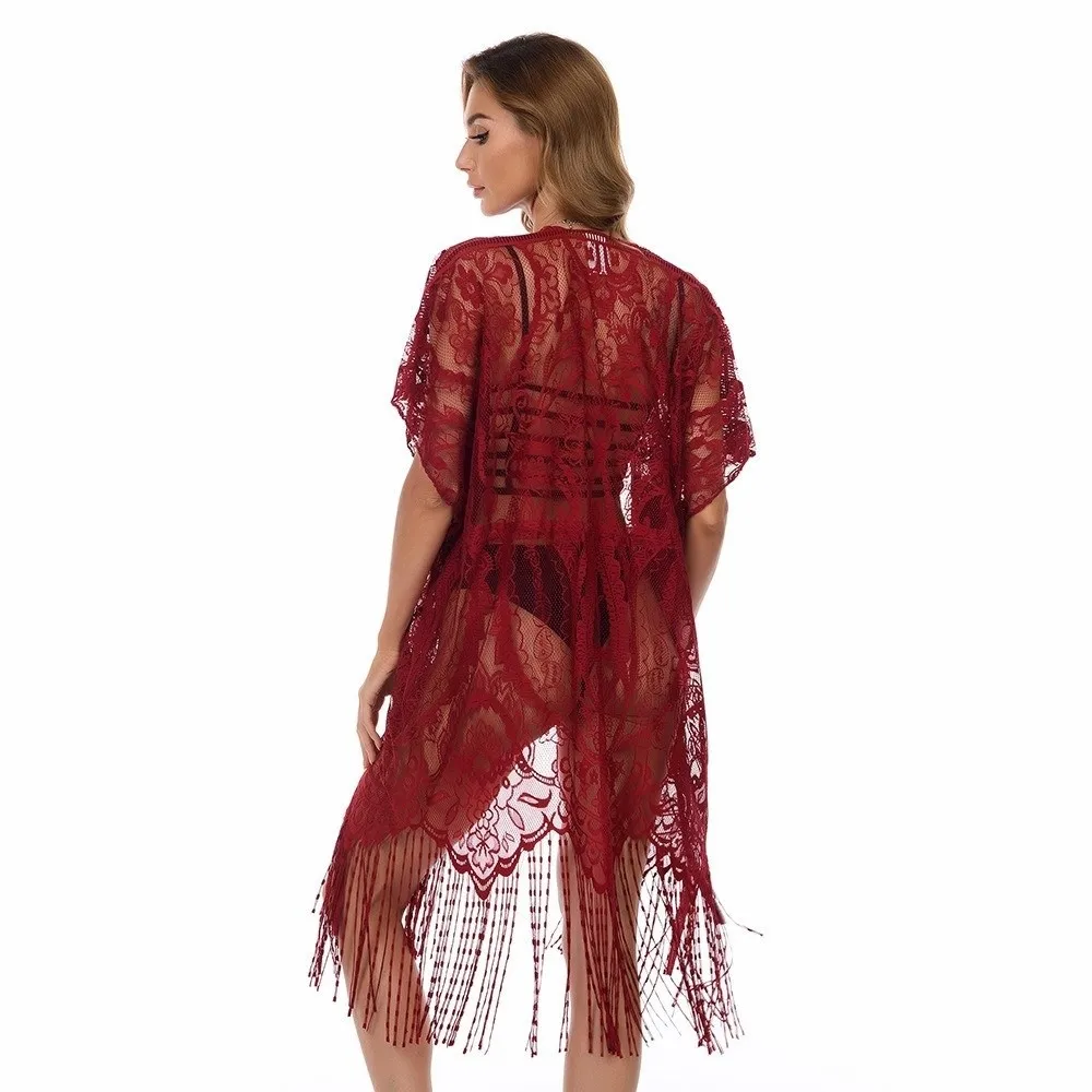 Comfortable Lace Mesh Sunscreen Beach Cover Up Tassel Floral Swimsuit Cover Up Transparent Plus Size Bohemian Shawl Vacation
Comfortable Lace Mesh Sunscreen Beach Cover Up Tassel Floral Swimsuit Cover Up Transparent Plus Size Bohemian Shawl Vacation