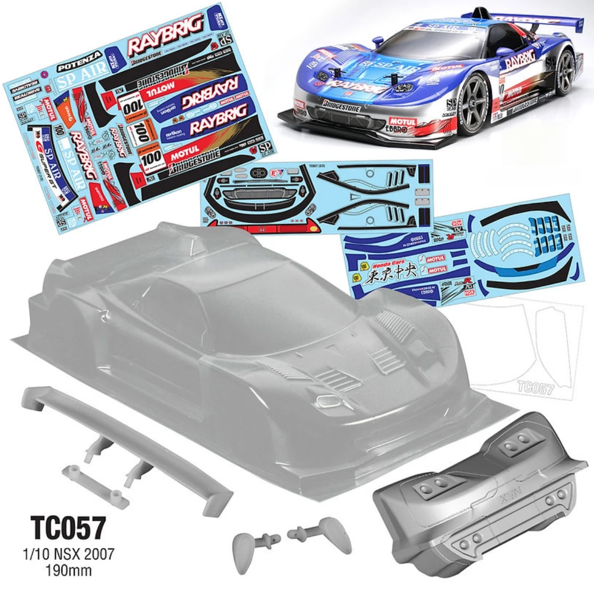 1/10 NSX 2007, 190mm Width, Clear Polycarbonate RC Body shell,Include Rear wing/Light Bucket/Stickers
1/10 NSX 2007, 190mm Width, Clear Polycarbonate RC Body shell,Include Rear wing/Light Bucket/Stickers