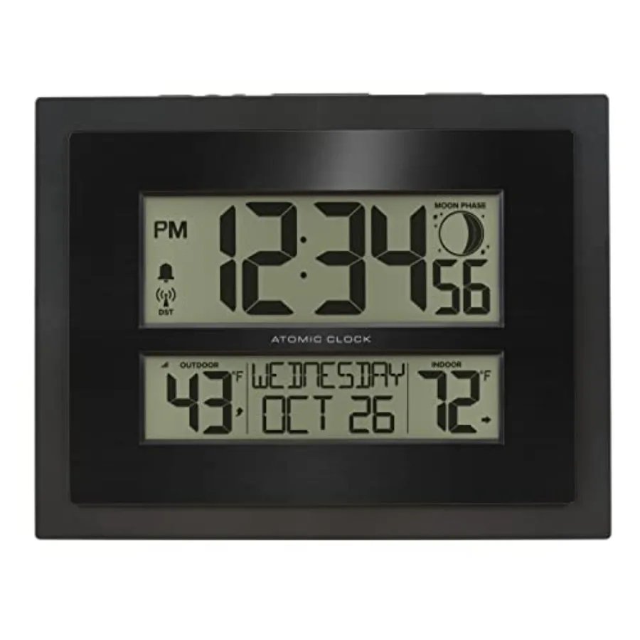 513-75624-INT Digital Atomic Clock with Outdoor Temperature and Moon Phase, Black
513-75624-INT Digital Atomic Clock with Outdoor Temperature and Moon Phase, Black