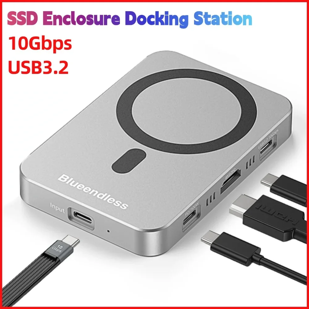 Magnetic SSD Enclosure Docking Station USB3.2 Splitter with Cooling Fan HUB 4k 60Hz Video Storage for iPhone 16/16 Pro/15/15 Pro 
Magnetic SSD Enclosure Docking Station USB3.2 Splitter with Cooling Fan HUB 4k 60Hz Video Storage for iPhone 16/16 Pro/15/15 Pro