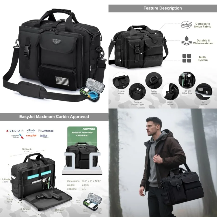 Stypos Tactical Messenger Bag, 14inch/15.6inch/17.3inch Briefcase for Man Military Laptop Bag, Flight Work Bags for Pilots
Stypos Tactical Messenger Bag, 14inch/15.6inch/17.3inch Briefcase for Man Military Laptop Bag, Flight Work Bags for Pilots