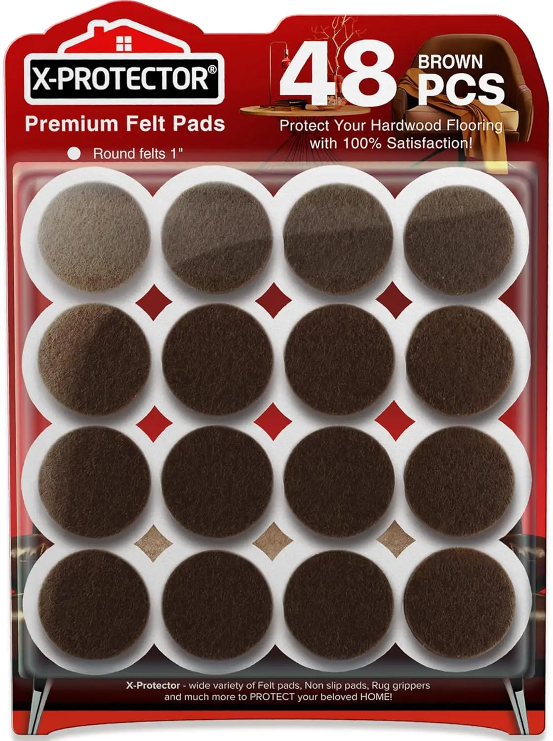 48 Premium Felt Furniture Pads for Hardwood Floors - Scratch-Proof Chair Leg Protectors (Brown)
48 Premium Felt Furniture Pads for Hardwood Floors - Scratch-Proof Chair Leg Protectors (Brown)