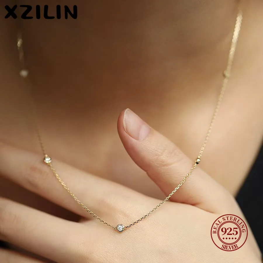 XZiLin 100% Sterling Silver S925 Necklace for Women 5A Zir 8 Bead 18K Gold Color Korea Clavicle Chain Necklace Trendy Jewelry 
XZiLin 100% Sterling Silver S925 Necklace for Women 5A Zir 8 Bead 18K Gold Color Korea Clavicle Chain Necklace Trendy Jewelry