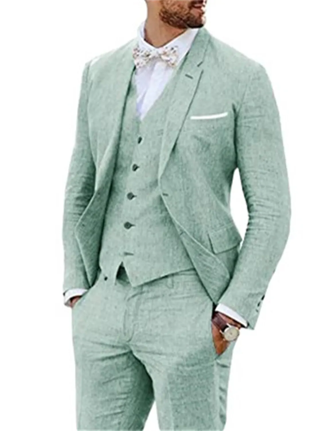Light Blue Black White Men Linen Suits Tailored made 3 Piece Solid Colored for Summer Beach Wedding
Light Blue Black White Men Linen Suits Tailored made 3 Piece Solid Colored for Summer Beach Wedding