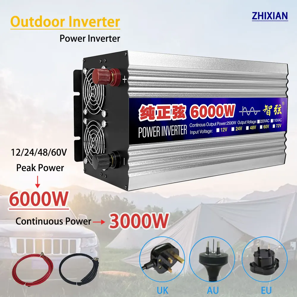 Pure Sine Wave Inverter 5000W 6000W Double Socket LCD Display DC 12V 24V 48V 60V To AC 220V Voltage Converter Power Supply
Pure Sine Wave Inverter 5000W 6000W Double Socket LCD Display DC 12V 24V 48V 60V To AC 220V Voltage Converter Power Supply