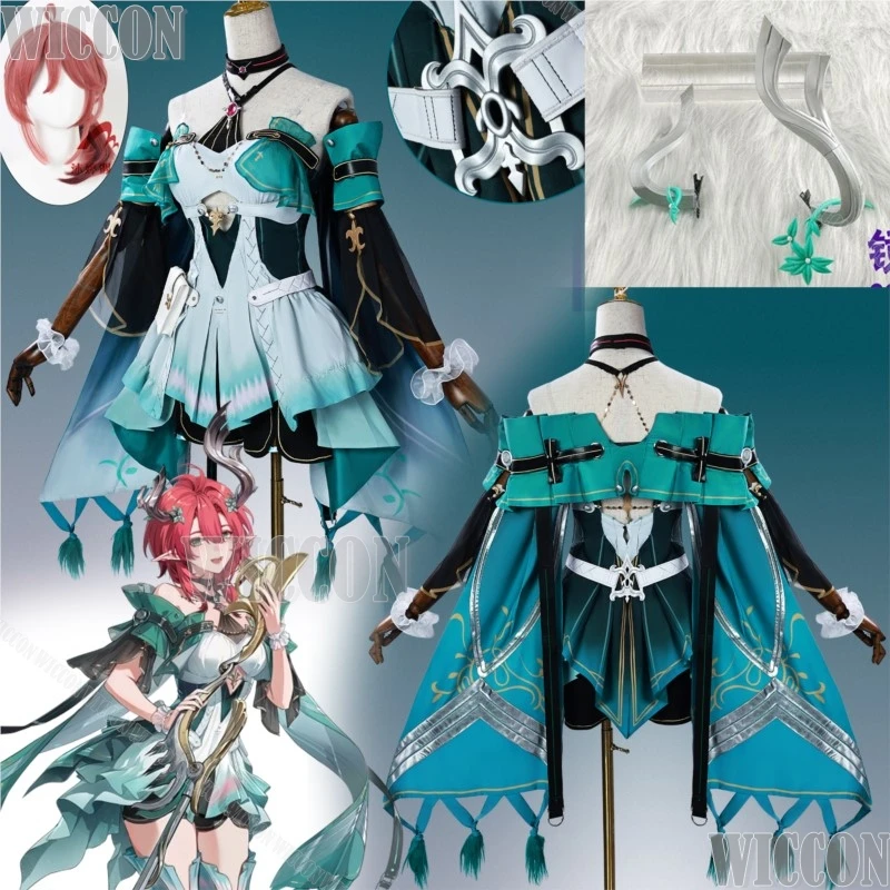 Ciaccona Game Wuthering Waves Cosplay Female Green Dress Headwear Red Wig Woman Girls Party Dress Halloween Carnival Customized
Ciaccona Game Wuthering Waves Cosplay Female Green Dress Headwear Red Wig Woman Girls Party Dress Halloween Carnival Customized