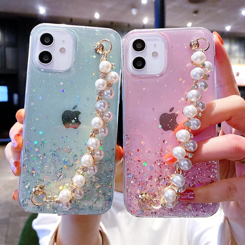 Мягкий чехол с жемчужным браслетом для телефона iPhone 11 12 13 14 Pro Max XS X XR 7 8 Plus mini SE 2020, блестящие противоударные чехлы
Мягкий чехол с жемчужным браслетом для телефона iPhone 11 12 13 14 Pro Max XS X XR 7 8 Plus mini SE 2020, блестящие противоударные чехлы