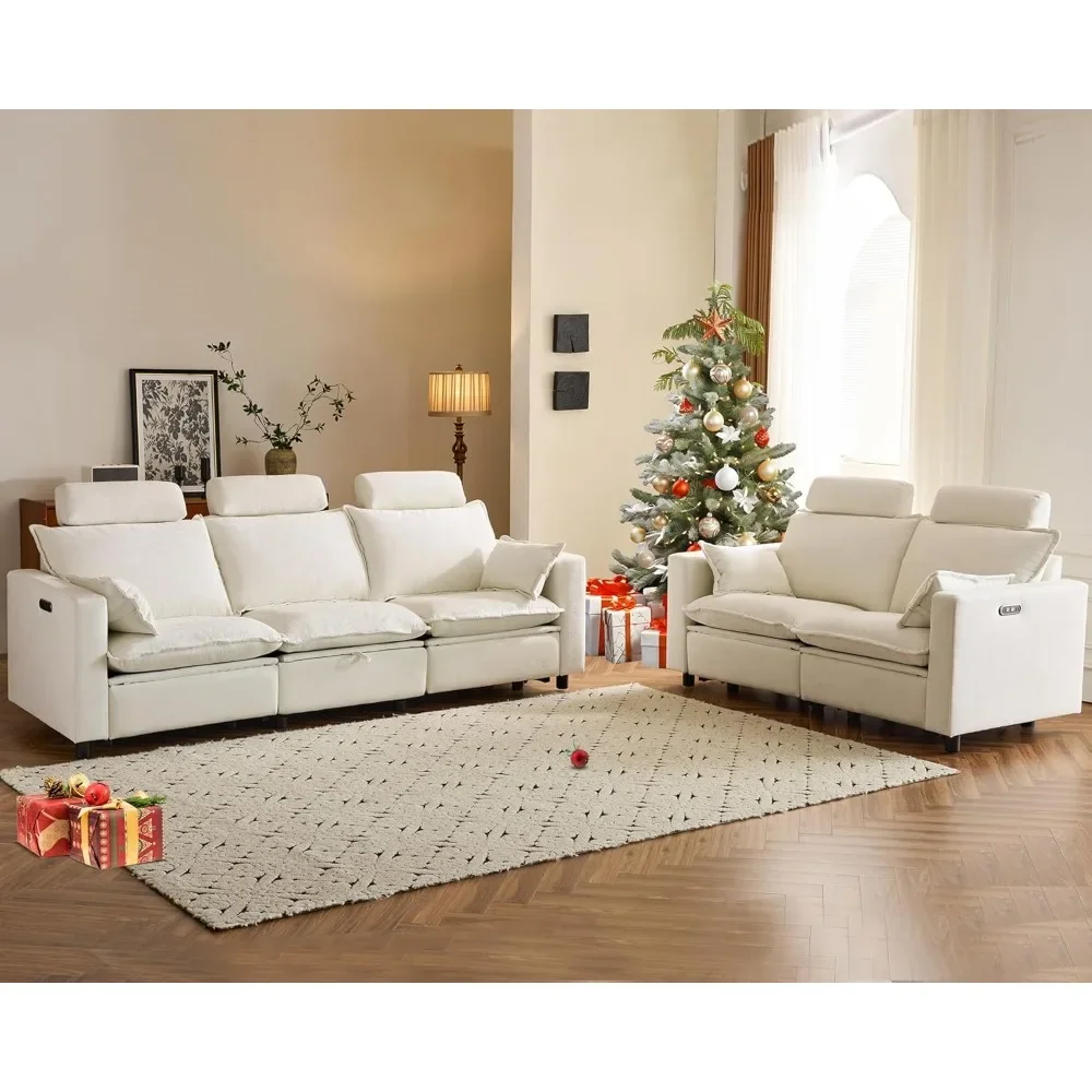 Modern Chenille Sofa Set, Power Reclining Loveseat and 3-Seater Sofa with Pillows and Storage – Plush Oversized Recliner
Modern Chenille Sofa Set, Power Reclining Loveseat and 3-Seater Sofa with Pillows and Storage – Plush Oversized Recliner