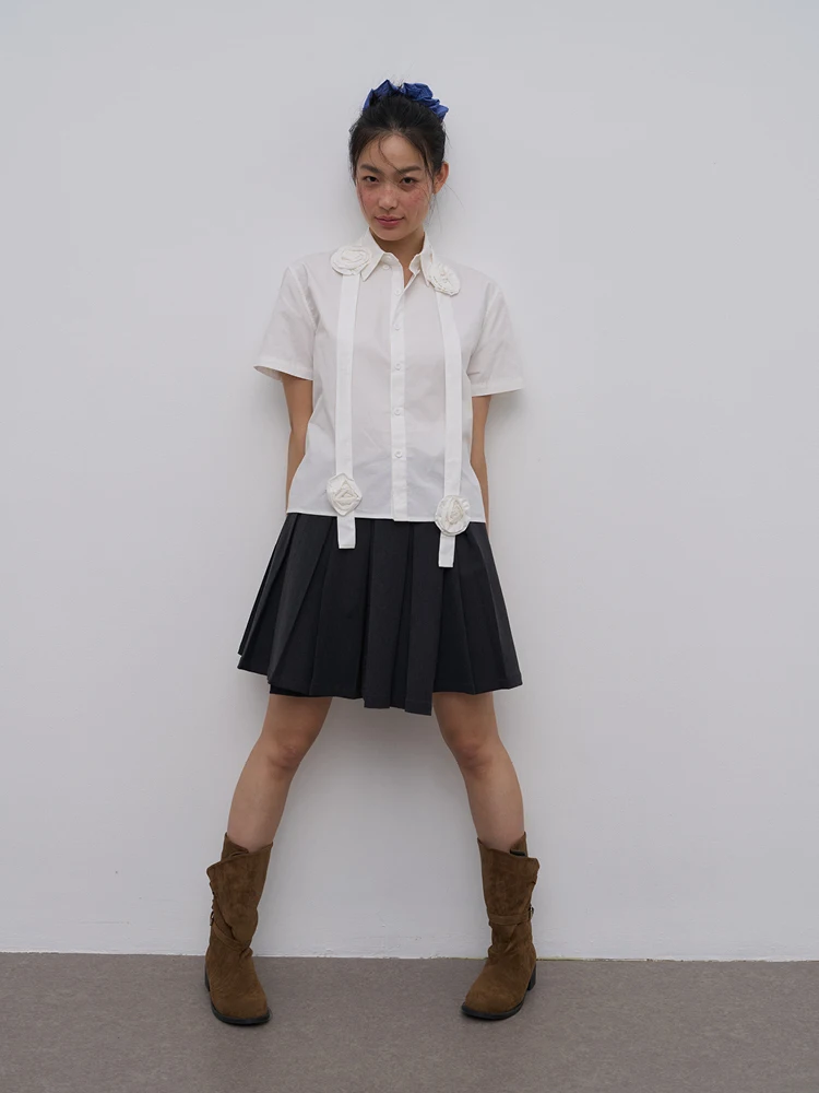 Rebornique Vintage Handmade 3D Rose Flower Sa White ort Sve Women's irt Polyester Loose Fit Summer Thin Polyester
Rebornique Vintage Handmade 3D Rose Flower Sa White ort Sve Women's irt Polyester Loose Fit Summer Thin Polyester