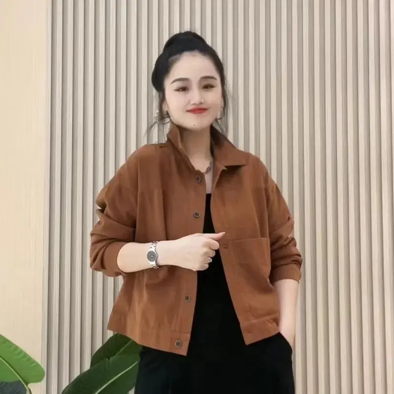 Chic Casual Sweet Korean Style Student Fashionable Outerwear Short Length Long Sleeve Pure Color Collar Polyester Fiber
Chic Casual Sweet Korean Style Student Fashionable Outerwear Short Length Long Sleeve Pure Color Collar Polyester Fiber
