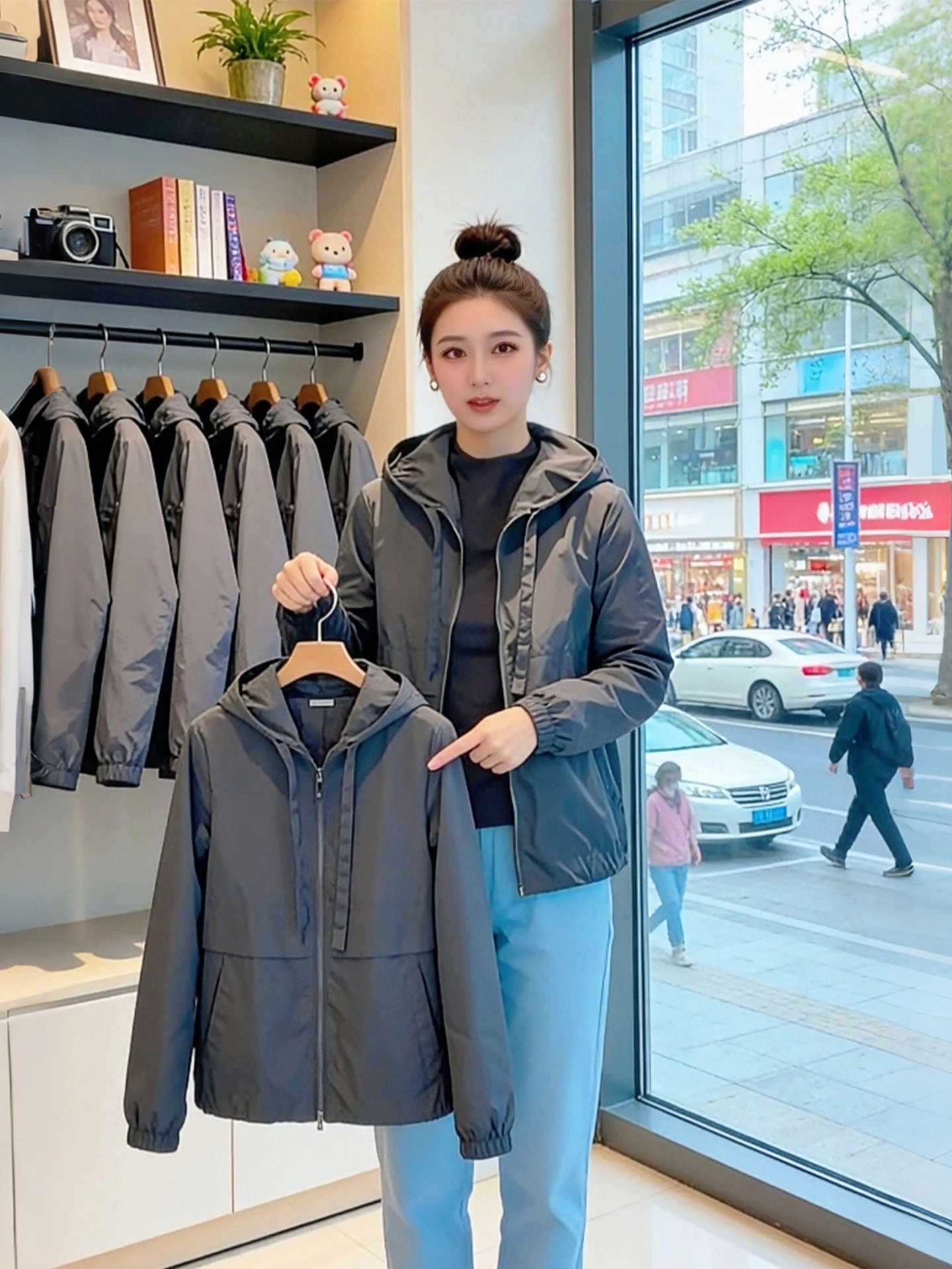 Casual Commuter Style Women's Short Loose Fit Hooded Jacket Windproof Fashionable Grey Top Trendy Spring Autumn New Arrival
Casual Commuter Style Women's Short Loose Fit Hooded Jacket Windproof Fashionable Grey Top Trendy Spring Autumn New Arrival