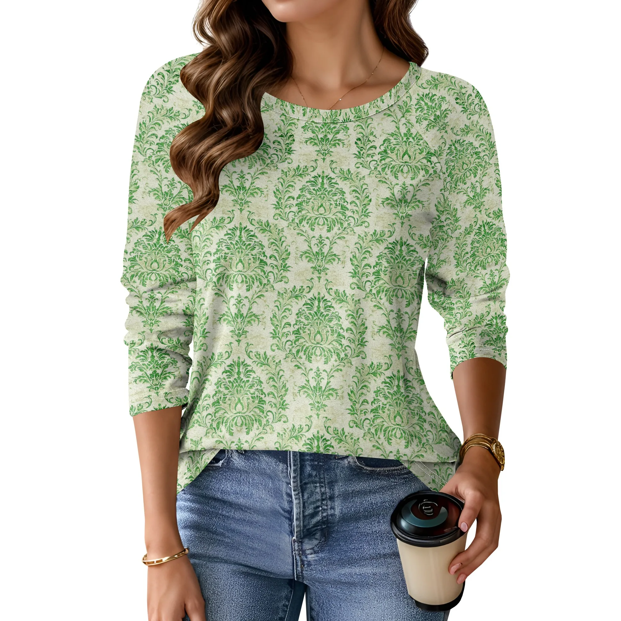 Женская футболка с длинным рукавом с круглым вырезом, повседневные свободные футболки, базовые хлопковые футболки
Женская футболка с длинным рукавом с круглым вырезом, повседневные свободные футболки, базовые хлопковые футболки