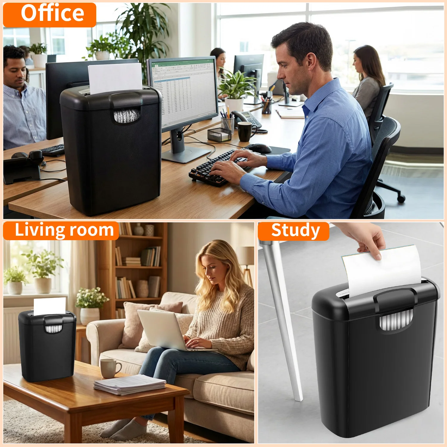 Paper Shredder 6-Sheet Strip Cutting Small Home Office Use Paper Shredder with 10L Wastebasket for Study Living Room Document
Paper Shredder 6-Sheet Strip Cutting Small Home Office Use Paper Shredder with 10L Wastebasket for Study Living Room Document