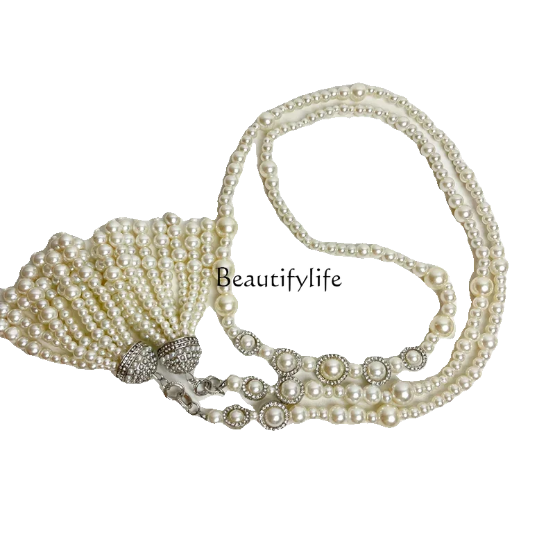 Retro pearl fringed double-layer niche pearl waist chain women's luxury temperament versatile sweater chain
Retro pearl fringed double-layer niche pearl waist chain women's luxury temperament versatile sweater chain