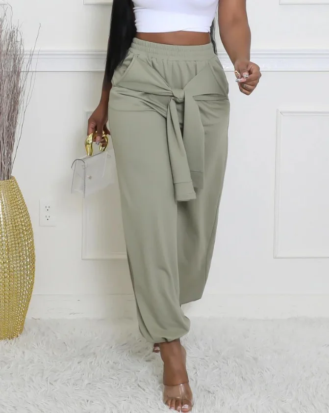 Women's Trousers Casual Tied Detail Pocket Design Pants for Women Summer New Fashion Female Casual Loose High Wasit Cargo Pants
Women's Trousers Casual Tied Detail Pocket Design Pants for Women Summer New Fashion Female Casual Loose High Wasit Cargo Pants